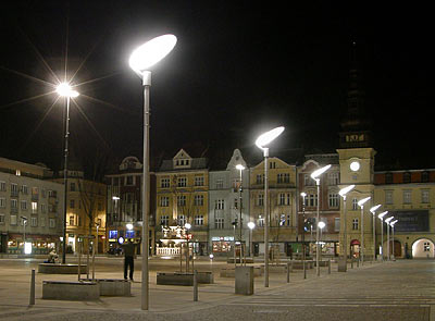 Noční foto osvětlení Náměstí T.G.M. v Ostravě